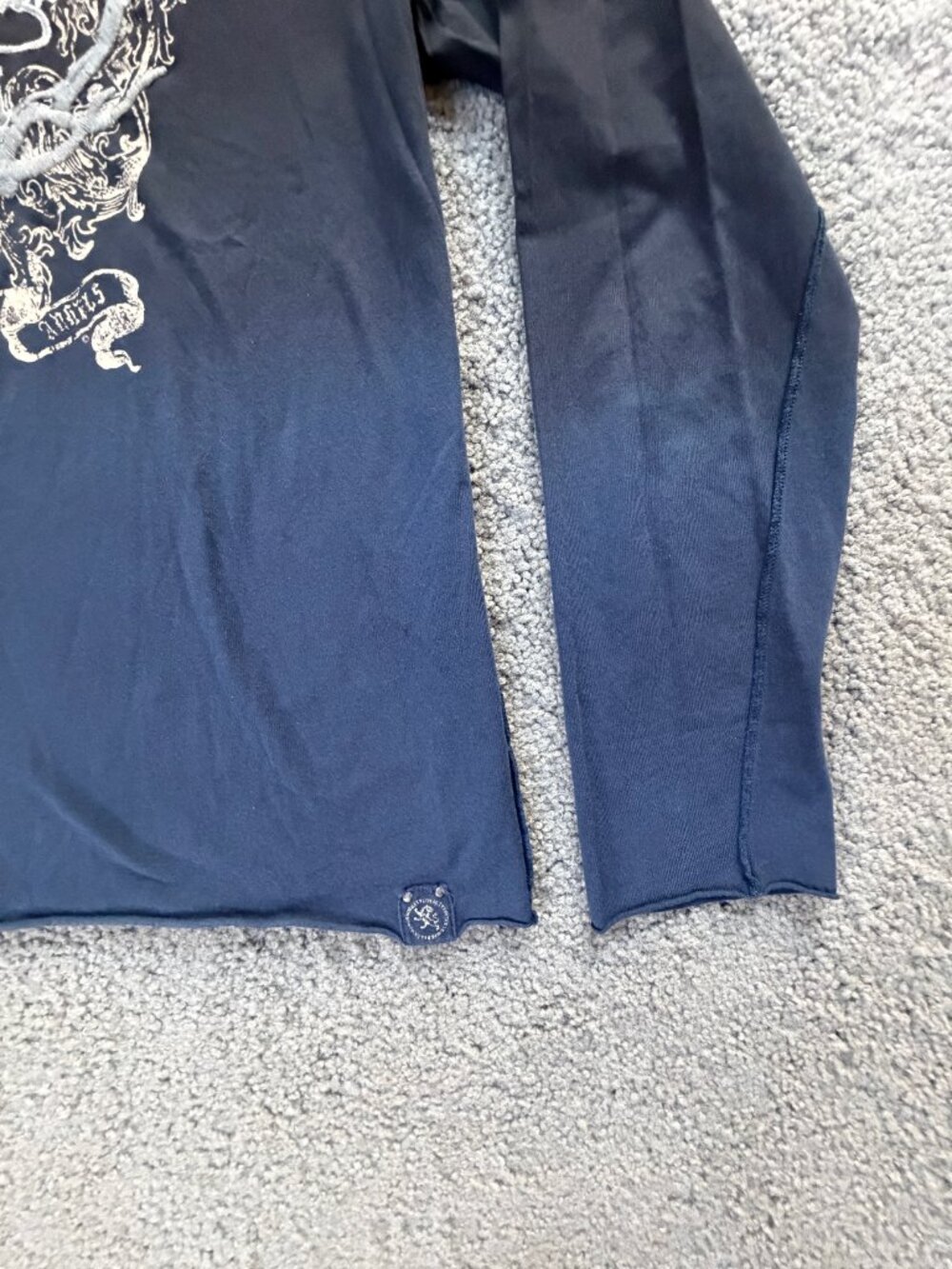 VTG 2008 Express Men Grunge Y2K Ombre Graphic Long Sleeve Shirt Raw Hem Gothic L - Picture 2 of 10